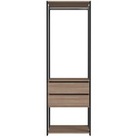Closet Modulado 60x45x183cm 3 Prateleiras 2 Gavetas 1 Cabideiro ProDecor em MDP Montana e Preto