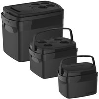 Conjunto 3 Caixas Térmicas 32L 12L e 5L com Alças de Mão Articuláveis Soprano Preto