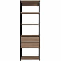Closet Modulado 60x45x183cm com 5 Prateleiras e 2 Gavetas ProDecor em MDP Montana e Preto
