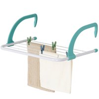 Varal de Roupas Portátil para Apartamentos Encaixe em Janelas e Portas Secalux Branco e Verde