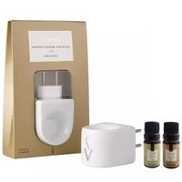 Kit Aromatizador Elétrico Porcelana E Essências Via Aroma Vanilla E Capim Limão