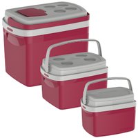 Conjunto 3 Caixas Térmicas 32L 12L e 5L com Alças de Mão Articuláveis Soprano Vermelho e Cinza