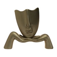 Escultura Decorativa Mascara Descanso Dourado Fosco - Gran Belo