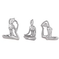 Conjunto de Esculturas Decorativas Yoga em Porcelana Prata - Gran Belo