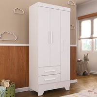 Guarda Roupa 3 Portas 2 Gavetas GR3247 Branco Adoleta Rodial Móveis