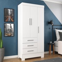 Guarda Roupa 3 Portas 3 Gavetas GR3365 Branco Palmas Rodial Móveis