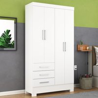 Guarda Roupa 4 Portas 3 Gavetas GR4371 Branco Paraty Rodial Móveis