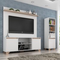Conjunto Rack com Painel TV 40" e Livreiro Multimóveis CR45103 Branco/Siena