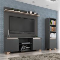 Conjunto Rack com Painel TV 40" e Livreiro Multimóveis CR45103 Grafite/Siena