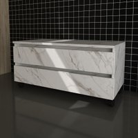 Gabinete Banheiro 2 Gavetas com Rodízios 80cm Multimóveis CR10083 Mármore Branco