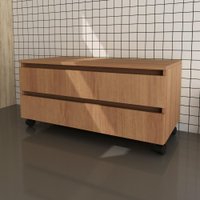 Gabinete Banheiro 2 Gavetas com Rodízios 80cm Multimóveis CR10083 Amêndoa