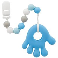 Prendedor de Chupeta com Mordedor de Mãozinha em Silicone para Bebê Buba Azul