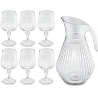 Jogo De Refresco Plástico Jarra 2L E 6 Taças 350ml Água Suco Transparente UZ