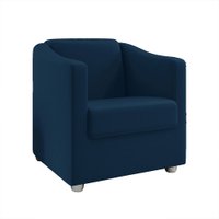 Poltrona Decorativa Ana Suede Azul Marinho Pés Cromado - Pallazio