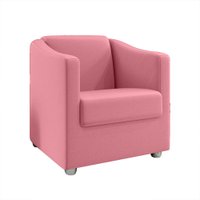 Poltrona Decorativa Ana Suede Rosa Pés Cromado - Pallazio