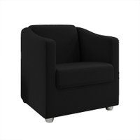 Poltrona Decorativa Ana Suede Preto Pés Cromado - Pallazio