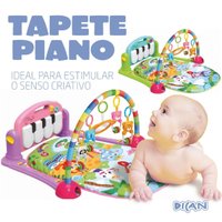 Tapete Infantil de Atividades Interativo e Educativo para Bebês Piano Musical Dican Rosa