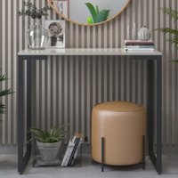 Aparador Bancada Canto Estilo Industrial Home Office Sala Off White 68X45 Pés Ferro Preto- Lojas RPM