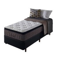 Cama Box + Colchão Solteiro King Molas Ensacadas Visco Gel Nashville Pillow Top 96x203x67cm