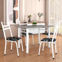 Conjunto De Mesa Itália Com 4 Cadeiras 1,20m Artefamol Branco/ Granito