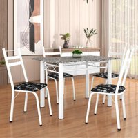 Conjunto De Mesa Itália Com 4 Cadeiras 1,20m Artefamol Branco/ Granito
