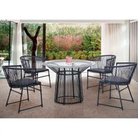 Conjunto de Mesa Famais Marrocos 4 Cadeiras Tampo de Vidro