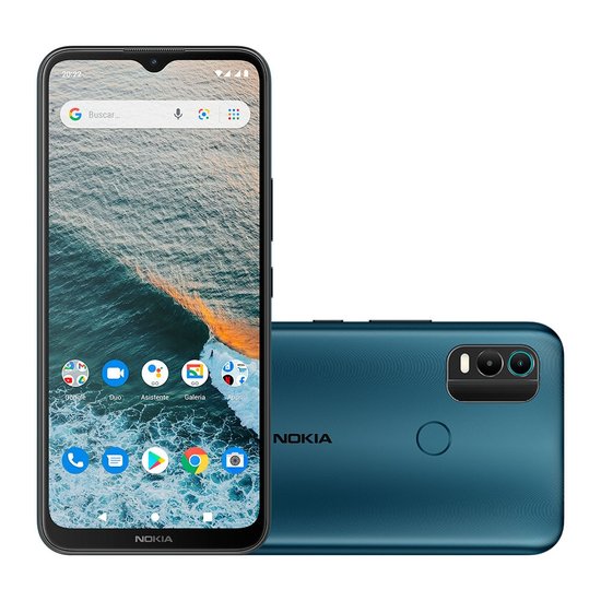 Smartphone Nokia C2 2nd Edition 4G 64GB 4GB RAM Tela 5,7 Pol Câmera com IA Android 11 Azul - NK110