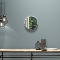 Painel Decorativo Redondo Espelho Para Pendurar 30 cm Sala de Estar Quarto MDF Off White