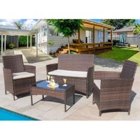 Conjunto Móveis Sofá Cadeiras E Mesa Para Piscina Jardim Sacada Área Externa Fibra