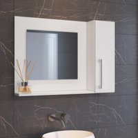 Painel Espelheira Banheiro Organizador Com 1 Porta 1 Prateleira Branco Estilare Móveis