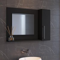 Painel Espelheira Para Banheiro Organizador 1 Porta 1 Prateleira Preto Estilare Móveis