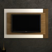 Painel Home Suspenso Para TV Até 65 Polegadas 180 cm Sala de Estar Marrom Claro e Off White