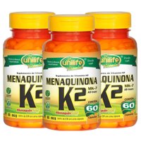 Vitamina K2 Menaquinona 60 Capsulas de 500mg Kit com 3