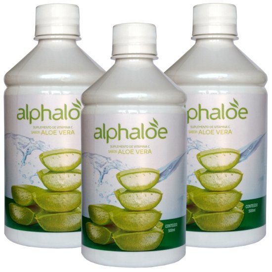Suplemento de Vitamina C Sabor Aloe Vera Babosa 500ml Kit com 3 Frascos