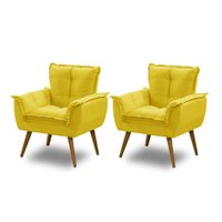 Kit 02 Poltronas Opala Luxo Amarelo - Adonai Estofados