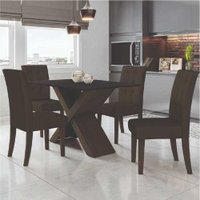 Conjunto Mesa Jantar Dubai 1,35m 4 Cadeiras Castanho/cacau