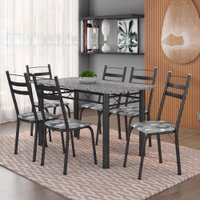 Conjunto De Mesa Itália Com 6 Cadeiras 1,40m Artefamol Granito / Dark