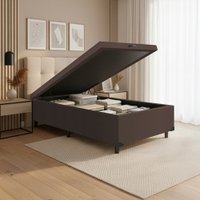 Cama Box com Baú com 41cm de Altura Prince Suede Marrom