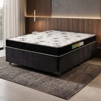 Cama Box Casal Colchão Espuma 138x188x50cm Polar Branco / Preto