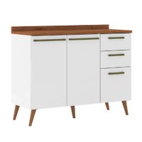 Balcão de Cozinha 2 Portas e 3 Gavetas com Tampo 1,20m Favorita Branco / Natura