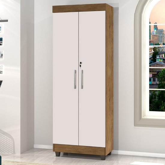 Armário Multiuso Lavanderia Com Chave 2 Portas 1,80m Texas Jequitibá / Off White J A