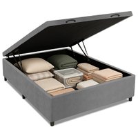 Cama Box com Baú Casal com 41cm de Altura com os Pés Prince Cinza