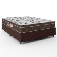 Cama Box Casal Colchão Espuma Orthoface Polar 138x188x63cm Marrom - Suporta Até 120kg Por Pessoa