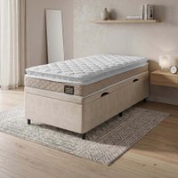 Cama Box Baú Solteiro Colchão D33 Pillow Top Millenium 88x188x57cm Bege Suporta até 100kg por pessoa