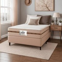 Cama Box Casal Colchão Molas Flora Bege 138x188x58cm