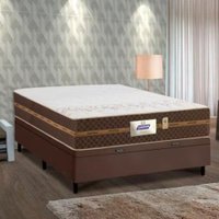 Cama Box Baú Casal Colchão Molas Flora Marrom / Branco 138x188x63cm