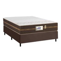 Cama Box Casal Colchão Molas Flora Marrom/Branco 138x188x60cm
