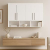 Modulo Ja Georgia Armário Aereo 1,40m  Branco Fosco