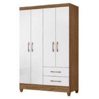 Guarda Roupas Solteiro Com 4 Portas Chile Nature / Branco