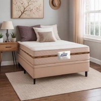Cama Box Baú Casal Colchão Molas Flora Bege 138x188x61cm
